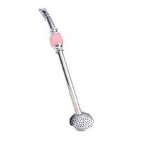 Fitfulvan Reusable Stainless Steel Metal Drinking Straws Scoop 2 in 1 (Pink)