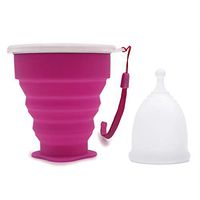 Leryeu Large Capacity Menstrual Cup with Collapsible Silicone Sterilizing Cup Best for Heavy Menstrual Days (Big,White)