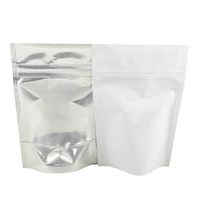 Barrier Bags #4 White Mylar 1/8 Eighth oz Rx Pill Clear Front Resealable Foil Pouches (50 Count)
