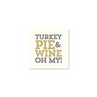 C.R. Gibson 3-Ply Beverage Napkins Pack of 20, Thanksgiving Turkey, Pie, Wine Oh My!