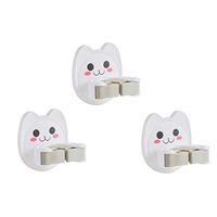 Liberty, 3Pcs mop Hook Free Punching, Bathroom Seamless Adhesive Hook mop Clip, Cute cat Multi-Function mop Umbrella Tool Clip