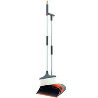Cyt Dust Pan And Broom Dustpan Cleans Broom Combo Cleaning Brushes Metal Material Hanging Tooth Design Save Space Convenient Storage Sweep The Floor (color : Gray+orange)