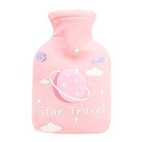 Hot Water Bottle with Cover, Mini Portable Cartoon Planet Winter Hand Warmer Student Hot Water Bottle Bag Pink