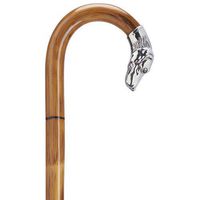 Men Dog Head Cane Natural Manilla Shaft Alpacca Handle  -Affordable Gift! Item #DHAR-9011000