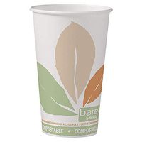 SOLO Cup Company Bare PLA Hot Cups, White w/Leaf Design, 16 oz - Includes 1,000 cups.