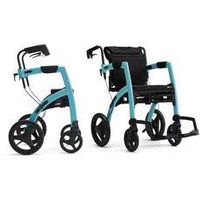 Rollz Motion 2-in-1 rollator and Transport Chair (Island Blue, Small)