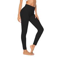 Theoylos Yoga Pants for Women with Phone Pockets Compression Workout Leggings Tummy Control Full-Length Yoga Pants Black
