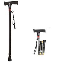 CJANW Folding Cane with Alarm Button Aluminum Walking Aids with LED Light and FM Radio Lightweight Collapsible Fashionable Foldable Travel Stick Easy Fold up for Men Women Elder