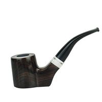 Ebony Smoking Pipe Large Flat Bottom Solid Wood Tobacco Pipe Father'Day Gift