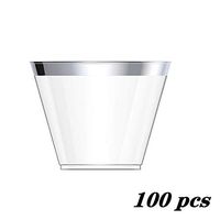 Hasde Home and Living Disposable Gold Rim Plastic Wine Champagne Glasses for Parties Wedding Buffets 25pcs/50pcs/100pcs