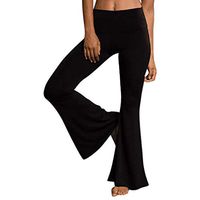 Meikosks Women's Skinny Yoga Pants High Waist Elastic Trousers Soild Color Bell-Bottom Black