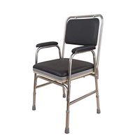 BINZHI Bedside Commode Chair, Elderly Thick Stainless Steel Moving Shower Chair, Comfortable Cushion and Backrest, Bearing Capacity 208kg, Black Bedside Toilet (Color : Black)