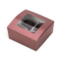 Rose Gold 4 PC. Ballotin Box with Window - 2-5/8 x 2-1/2 x 1-1/4in. (50)