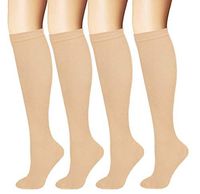 MojaSports Compression Socks - BEST Graduated Athletic & Medical Use for Men & Women, for Running, Flight, Travel, Nurses - Boost Performance, Blood Circulation & Recovery (Beige, Sm/Med, 2Pr)