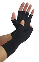 Copper Arthritis Gloves, Fingerless Compression Hand Gloves for Men and Women Relieving Rheumatoid, Osteoarthritis, Carpal Tunnel (M)