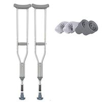 Underarm Crutches with A Pair Soft Crutch Pads, Adjustable Height Aluminum Alloy Body with Spring Shock Absorbers, Suitable for Elderly Disabled People with Limited Mobility,XL