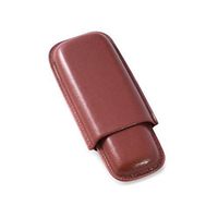 Bey-Berk Genuine Leather Cognac Brown Telescoping Two Cigar Case Holder
