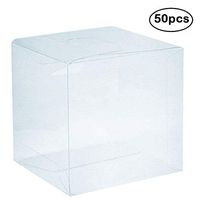 Clear PVC Plastic Boxes, 3 x 3 x 3 inch Plastic Gift Box Square Containers Transparent Packing Box for Party Favors, Wedding, Birthday Presents, Candy, Cupcakes, Jewelry, 50pcs