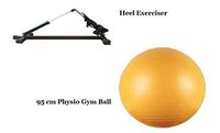 ACCO Wooden Base Heel Pain Relief Exerciser with Body Fitness Physio Air Burst Gym Ball with Air Pump (95 cm)