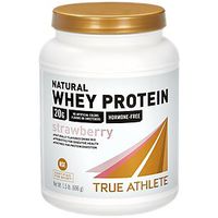 True Athlete Natural Whey Protein Strawberry, 20g of Protein per Serving Probiotics for Digestive Health, Enzymes for Protein Digestion NSF Certified for Sport (1.5 Pound Powder)