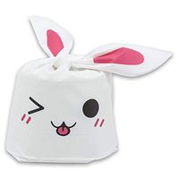 50-Pack White Plastic Gift Bags with Flap-Tie Handles for Party Favors, Christmas Presents or Treats (Large, Pink Bunny Emoji) by TheDisplayGuys