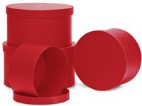 Pack Of 1, Solid Red Round Nested Boxes 4 Piece Matte Gift Boxes X-Large 10" Dia X 5-1/2", Large 9" Dia X 5", Medium 8" Dia X 4-1/2", Small 7" Dia X 4"