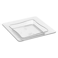 Fineline Settings 6200-CL, 3x3-Inch Clear Plastic Tiny Trays, Disposable Serving Platter, Dessert Snacks Sushi Sauce Dish, Serving Bowls (10)
