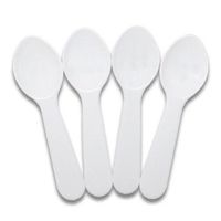 Miniature Plastic Colored Tasting Spoons - 100 ct (White)