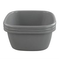 DynkoNA Set of 3 Grey Plastic Wash Tub Dish Pan Basin 16 Quart
