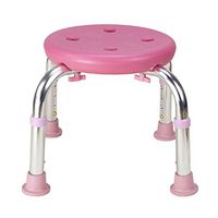 Bath Stool Pink Aluminum Alloy Shower Stool Bathroom Stool Height Adjustable Bath Chair Old Man Round Shower Chair with Non-Slip Mat