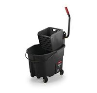 Rubbermaid Commercial WaveBrake 2.0 35 QT Side-Press Mop Bucket and Wringer, Black (1863896)
