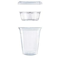 Dart PF35C1CP Clear PET Cups with Single Compartment Insert, 12 oz, Clear, 500/Carton