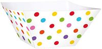 Amscan 147002 Mini Paper Square Bowls, 1 15/16" x 3 1/2" x 3 1/2", Polka Dot Rainbow