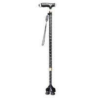Crutches Olds Rotating Four-Leg Retractable Crutch Multi-Function Anti-Skid Cane Outdoor Walking Stick (Color : Black, Size : 76cm)
