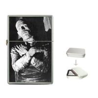 New Product BORIS KARLOFF THE MUMMY 2 Flip Top Cigarette Lighter + free Case Box