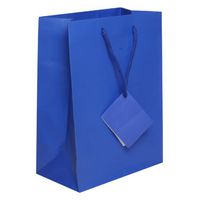JAM Paper® Gift Bags - Medium - 8" x 10" x 4" - Blue Matte - 100/pack