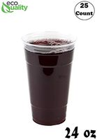 Clear Plastic Disposable Pet Cups | 24 oz Cups, 25 Pack | Crystal Clear PET Cup | Cold Smoothie | Iced Coffee Go Cups | Ideal for Coffee, Parfait, Juice, Soda, Cocktail, Party Cups (24oz, 25 count)
