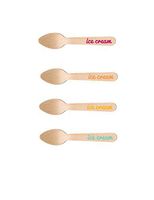 Perfect Stix-Sucre Shop Spoon 110 Ice Cream-20 Wooden Cutlery Spoons with Ice Cream Themed Print - 4 Colors (Pack of 20)