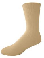 Classic Women's Ladies Plus Size Queen Diabetic Non-Binding Casual Soft Cotton Knit Classic Crew Dress Hosiery Socks 3-Pack Khaki 10-13