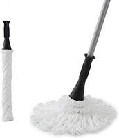Eyliden 57.5 Inches Microfiber Twist Mop Hand Release Washing Mop Floor Cleaning Dust Mops with 2 Removable Washable Heads Silver
