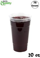 Clear Plastic Disposable Pet Cups | 20 oz Cups, 75 Pack | Crystal Clear PET Cup | Cold Smoothie | Iced Coffee Go Cups | Ideal for Coffee, Parfait, Juice, Soda, Cocktail, Party Cups (20oz, 75 count)