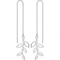 K-earings S925 Silver Ear Line Female Forest Style Sweet Leaves Long Ear Line Literary Hollow Ear Jewelry Female, S925 Silver Ear Wire