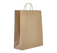 Heavy Duty Kraft Style Paper Shopping Bag Set – Premium Paper Twist Handle Perfect for Restaurants, Gifts, Party, Baby Shower, Weddings, Lunch & More – 200 Count_16" x 6" x 19.25"_Natural