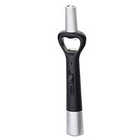 3 in 1 Multifunctional Butane Gas Lighter Metal Kitchen Gas Stove Igniter with LED Lighting and Bottle Opener Function for Outdoor Survival (Butane Not Included) (Black)