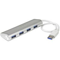 StarTech.com 4 Port Portable USB 3.0 Hub with Built-in Cable - Aluminum and Compact USB Hub (ST43004UA)