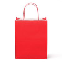 24 Counts Food Safe Premium Paper and Ink Medium 10” X 8”, Vivid Colored Kraft Bag with Colored Sturdy Handle, Perfect for Goodie Favor DIY Bag, Environmentally Safe (Medium, Red)