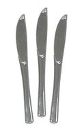 Party Essentials N24508SI 50Count Hard Plastic Knives, Shiny Silver