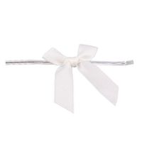 100 Piece Bow 2.5 Span X 1.75 Tails Twist Tie Ribbon,Bow Twist Tie for Bakery Candy Lollipop Cello Bag 1/2" (White)