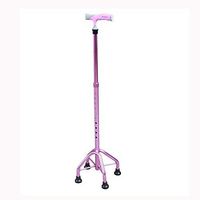 Crutch LPY-FS9414L Aluminum Alloy Comfortable Handle Walking Sticks with 4 Leg Base, Adjustable Height 71-94cm - Pink