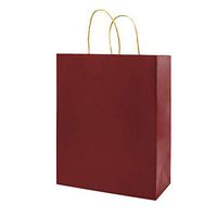 Medium Red Paper Bags with Handles Bulk, Bagmad Kraft Bags 8x4.75x10 inch 50 Pcs Pack, Craft Gift Grocery Shopping Retail Party Wedding Bags Sacks (Red, 50pcs)